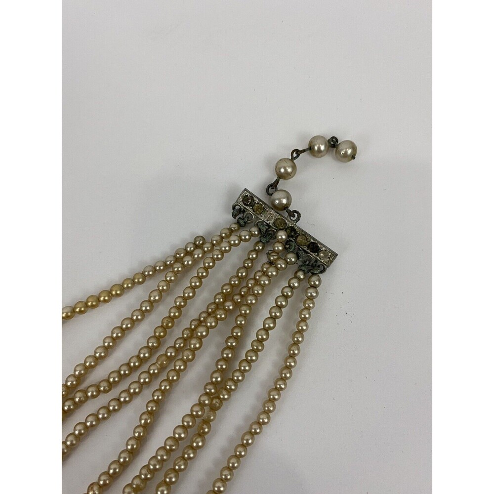 Antique Victorian Layered Pearl Multi Strand Graduated Necklace As Is - Picture 2 of 5